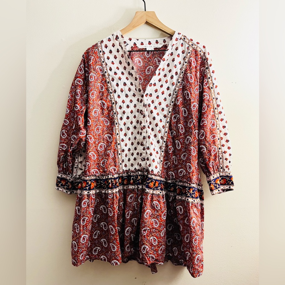 Veronica Beard Jesila Patchwork Paisley Cotton Mini Dress Size M - Picture 2 of 7